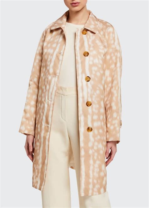 Burberry Brunstane Fawn Print Trench Coat 